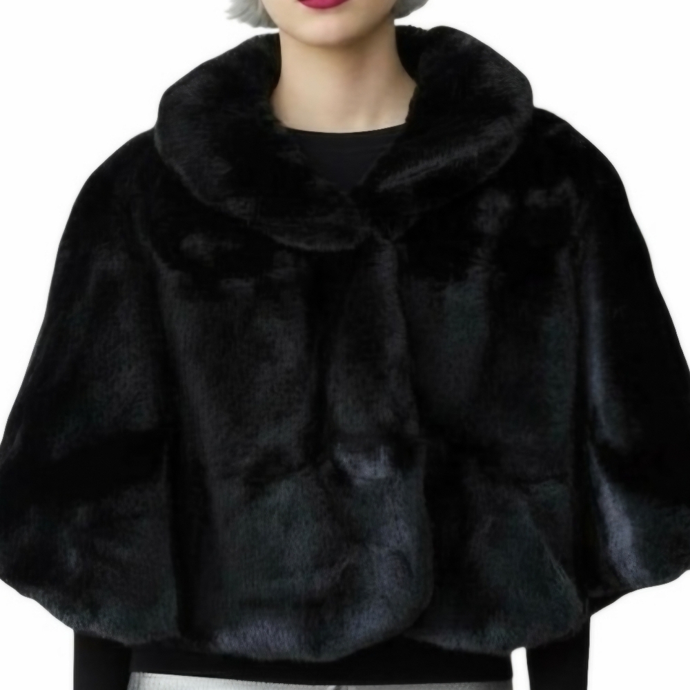 LOFT Luxurious Faux Fur Cape-Great For Formal Occasions!! BLACK Available Only!! - Picture 4 of 9